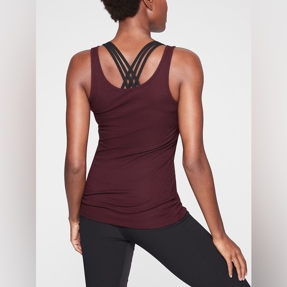 Athleta Essence Ribbed Layering Tank Burgundy - Picture 2 of 10